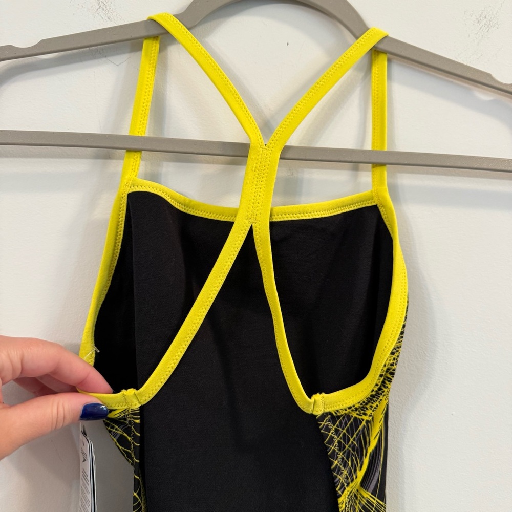 Speedo Black and Yellow Women's Endurance One Piece Swimsuit - Picture 5 of 7